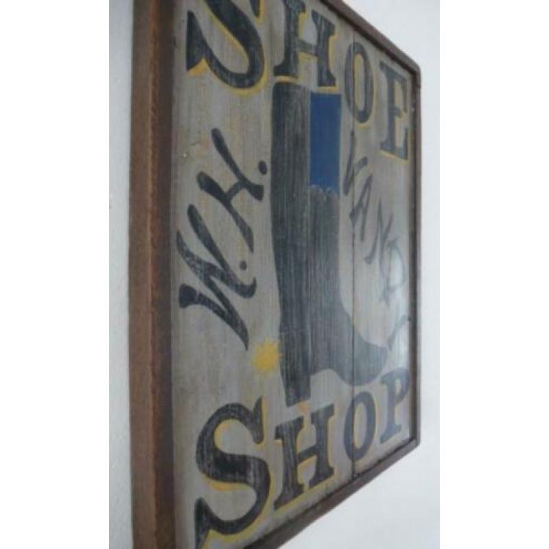 Handgeschilderd vintage houten bord/Shoe Shop/schoenmaker