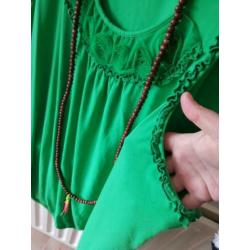 XTWO groene top met rozen zgan maat 52/54??