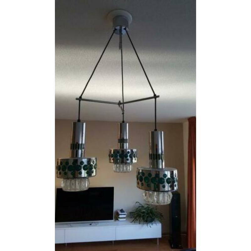 Prachtige jaren 70 retro hanglamp met chroom. Retro/ vintage