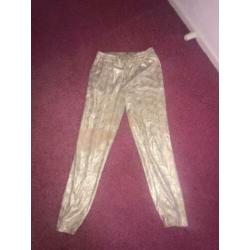 Gouden glans broek van Josh V maat xs vrije tijds broek