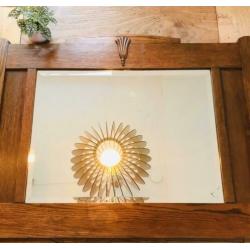 Art nouveau spiegel met geslepen glas