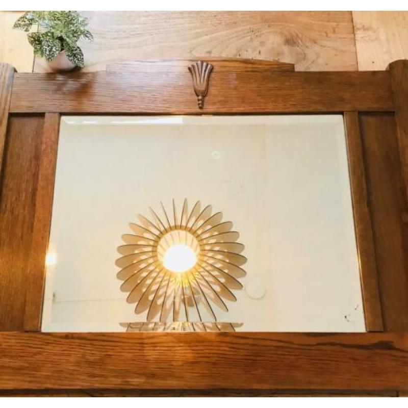 Art nouveau spiegel met geslepen glas