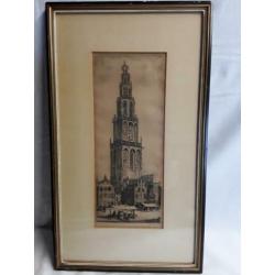 Ets van de Martinitoren te Groningen.Jan Sirks 1885-1938