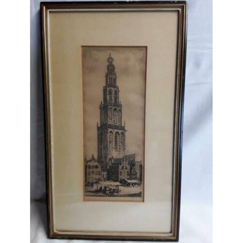 Ets van de Martinitoren te Groningen.Jan Sirks 1885-1938