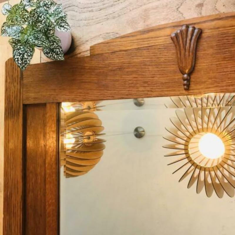 Art nouveau spiegel met geslepen glas