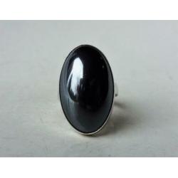 Vintage Hollands zilveren ring: hematiet. J.v.d.Meer