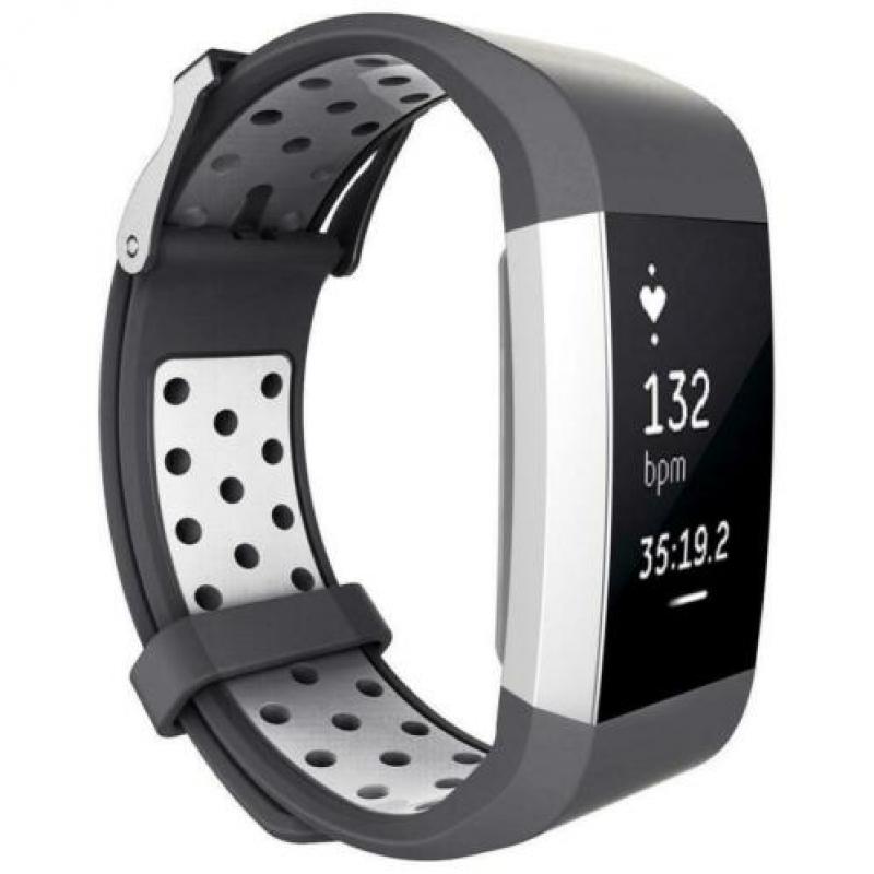 siliconen bandje voor Fitbit Charge 2 Grijs en wit