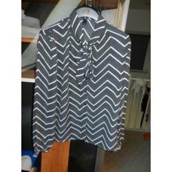 zwart witte Pulz strik blouse