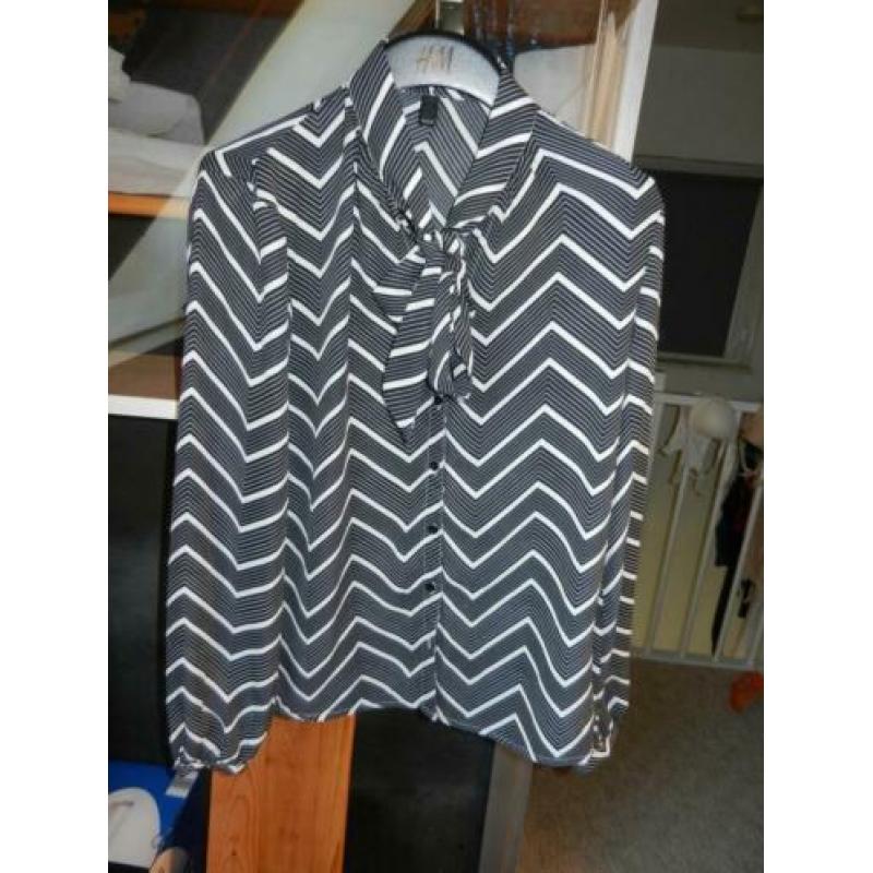 zwart witte Pulz strik blouse