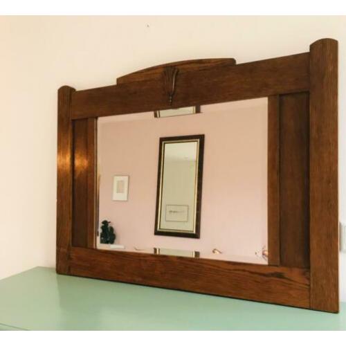 Art nouveau spiegel met geslepen glas