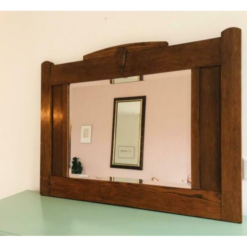 Art nouveau spiegel met geslepen glas