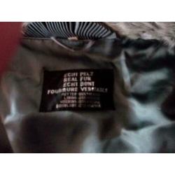 Vintage grijze bontjas L/Xl dubbele knopenrij voorpand
