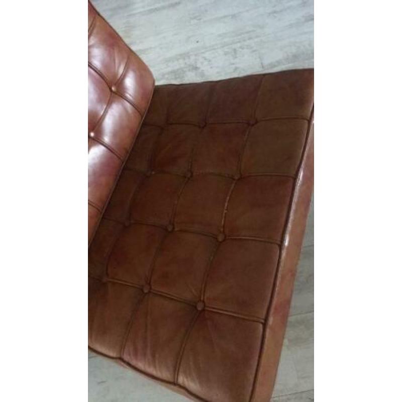 Barcelona stoel cognac met hocker