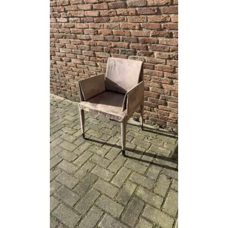 Eetkamerstoel, grijs suede