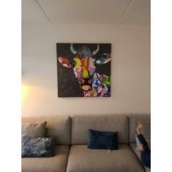 Herman Stel schilderij koe op doek.