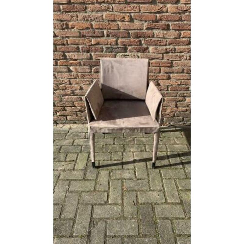 Eetkamerstoel, grijs suede