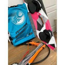 Complete Cabrinha kite set (Radar 9m + bar +board)