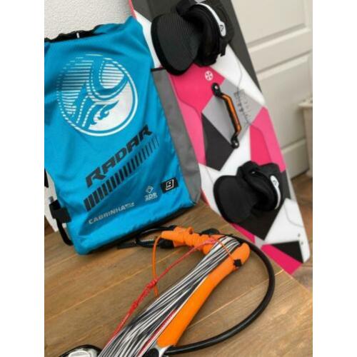 Complete Cabrinha kite set (Radar 9m + bar +board)
