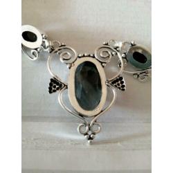 Prachtige handgemaakte 925z ketting met zwart onyx 48cm