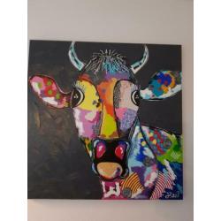 Herman Stel schilderij koe op doek.