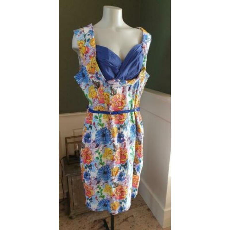 NIEUW pencil LINDY BOP jurk dress mt XL 44/46, jurkje, blauw