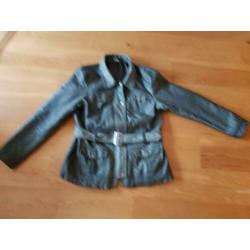 Groene jas imitatie leder mt 42/44