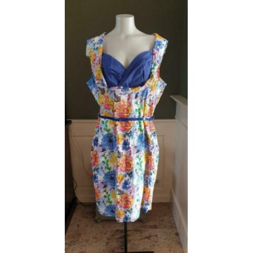 NIEUW pencil LINDY BOP jurk dress mt XL 44/46, jurkje, blauw