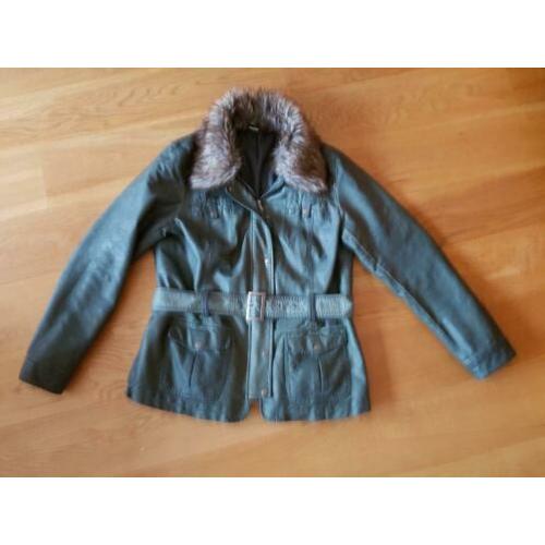 Groene jas imitatie leder mt 42/44