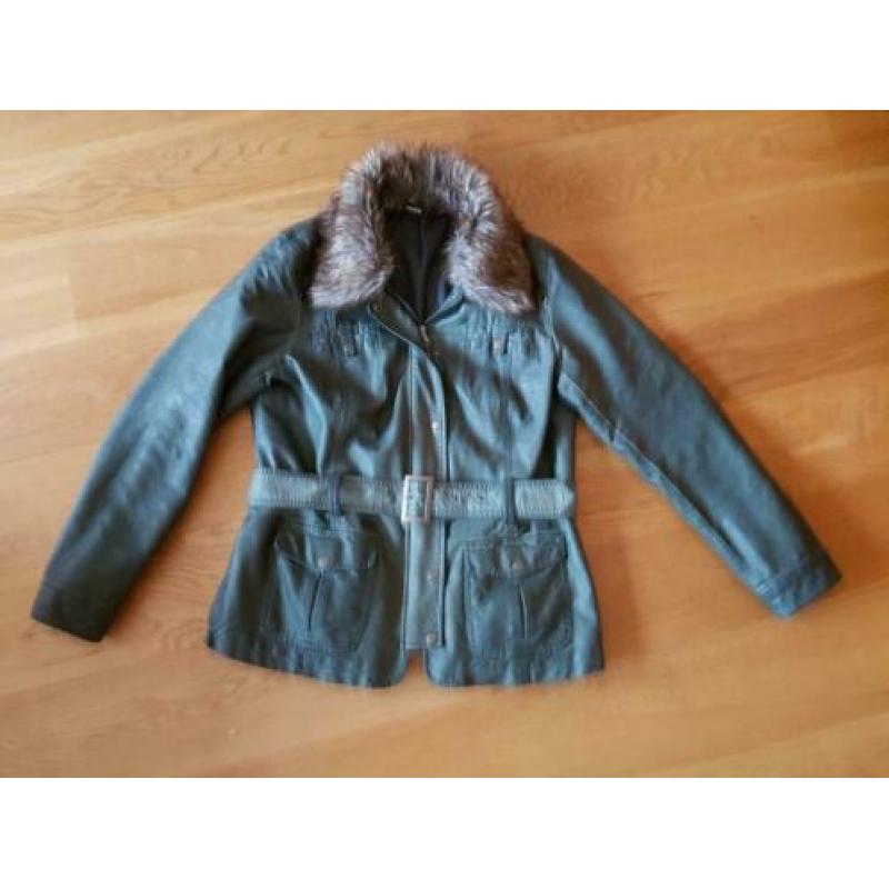 Groene jas imitatie leder mt 42/44
