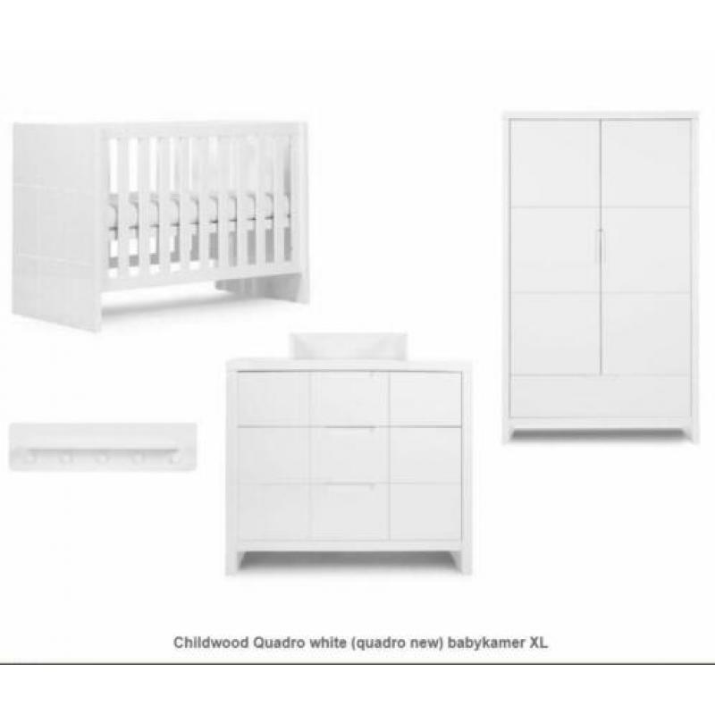 Babykamer Quadro wit van childhome (kast, commode, ledikant)