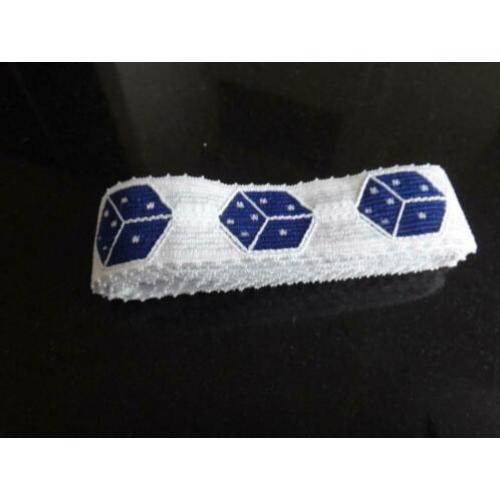 band/ lint, met blauwe dobbelstenen, 2 meter, breed 2,5 cm