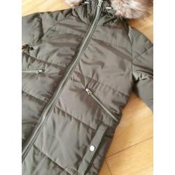 Zara dames winterjas kaki met grote bontkraag