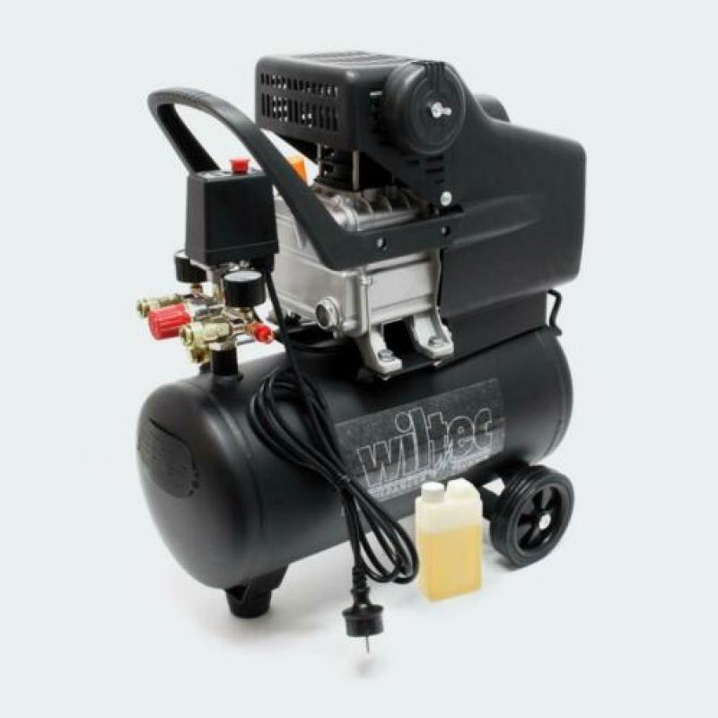 Compressor 24 liter 1,1 kW, max. 8 bar (206 l/min) Zwart