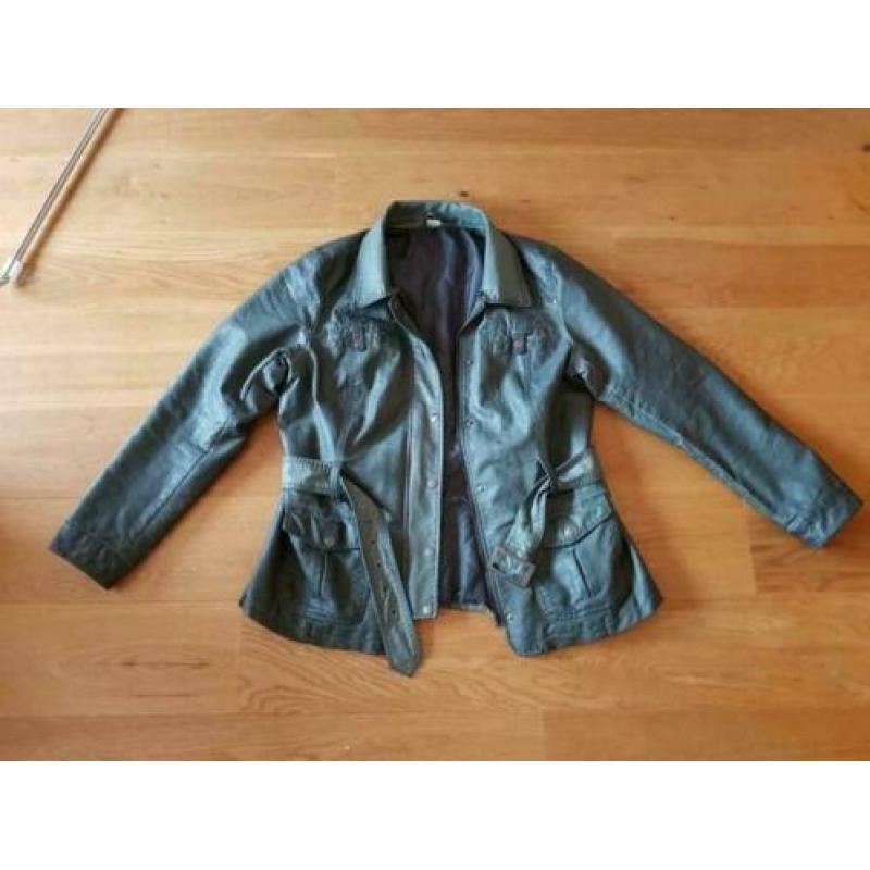 Groene jas imitatie leder mt 42/44