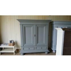Brocante houten vintage broodkast, kamer eiken buffetkasten