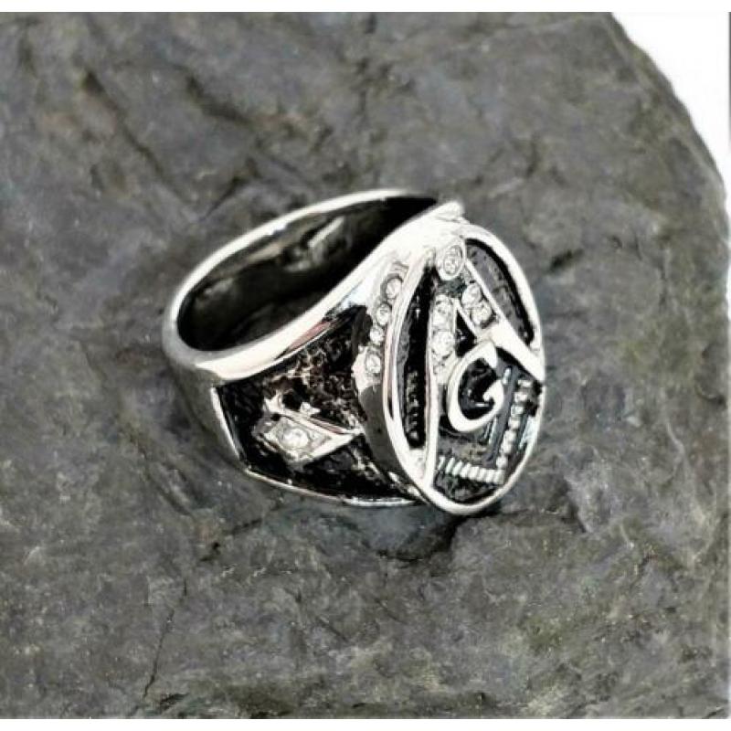 Vrijmetselaars Ring 316L Roestvrij staal. Nr. 1901103