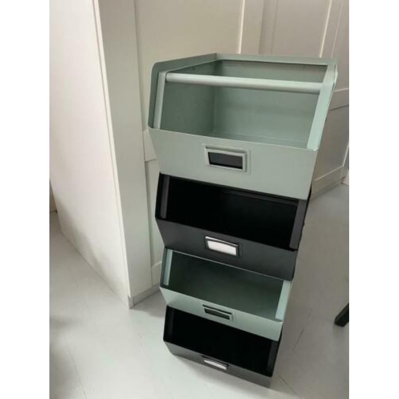 Kidsdepot metalen opbergbakken 2x seagreen 2x zwart