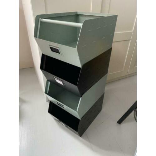 Kidsdepot metalen opbergbakken 2x seagreen 2x zwart