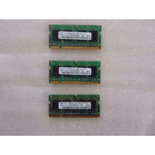 1,5 GB (3 x 512MB) Laptop RAM Samsung Geheugen