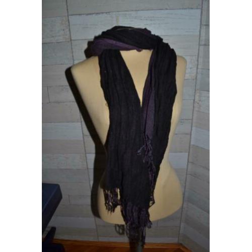 sjaal zwart aubergine paars - i92