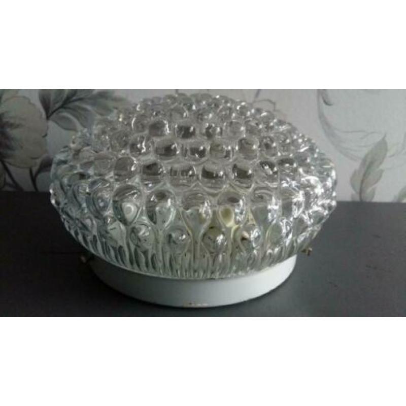 Vintage retro plafonniere plafondlamp wandlamp glas jaren 60