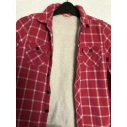Maat 134 / 140 - hema , rozekleur gebloktte shirt
