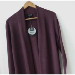 Zilch lang bamboe vest aubergine wijnrood bamboo M KEET