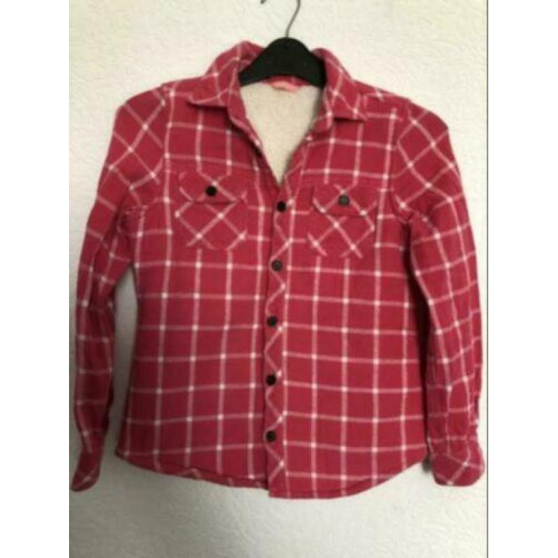 Maat 134 / 140 - hema , rozekleur gebloktte shirt