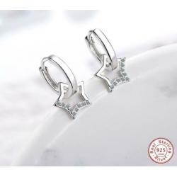 Mooie 925 sterling zilveren creolen met sterren en zirkonen