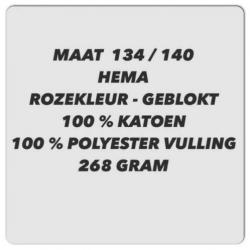 Maat 134 / 140 - hema , rozekleur gebloktte shirt