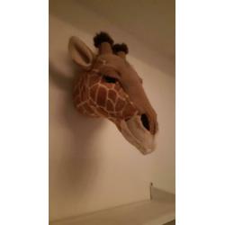 Giraffe dierenkop voor aan de muur