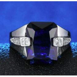 18K witgoud vergulde ring met blauwe met witte zirkonen