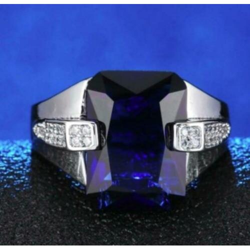 18K witgoud vergulde ring met blauwe met witte zirkonen