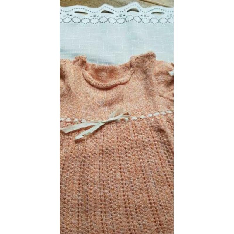 Lief zalmroze babyjurkje jaren 60/70 brocante